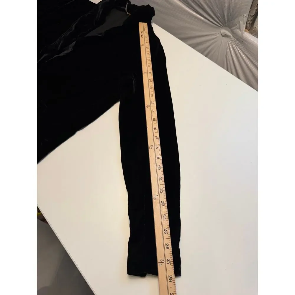Free People Womens XS Open Front Velvet Blazer Black Victorian Regency Dark Boho